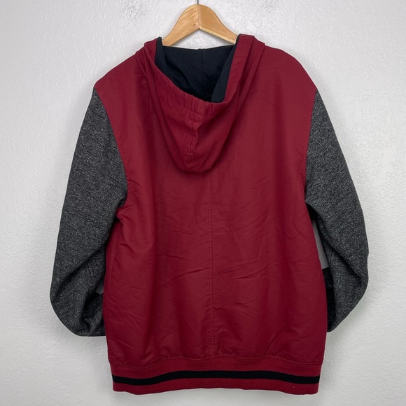 Dravus Mens Red Charcoal Color block Windbreaker Bomber Style Jacket - Picture 11 of 11